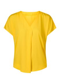 Schlupfbluse SIEH AN "Schlupfbluse Kurzarm-Bluse mit Falte im Vorderteil", Damen, Gr. 54, gelb (sonnengelb), Web, Stoff, , Modisch, V-Ausschnitt, Blusen Schlupfbluse