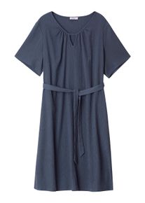 Sommerkleid sheego "Kleid Stretchkleid mit Bindeg&uuml;rtel", Damen, Gr. 56, Normalgr&ouml;&szlig;en, blau (rauchblau), Modisch, Rundhals, Kleider Sommerkleid