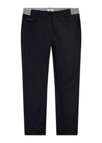 5-Pocket-Hose sheego "Hose lang 5-Pocket-Hose mit gestreiften Dehnbund-Eins&auml;tzen", Damen, Gr. 58, Normalgr&ouml;&szlig;en, schwarz, Modisch, schmal, Hosen 5-Pocket-Hose