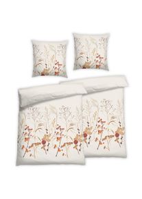 Bettw&auml;sche FLORELLA "Kelin-beige Flausch-Flanell, 100%Baumwolle", beige, B/L: 135cm x 200cm, 2 Stk., 2 Stk., Flanell, B/L: 80cm x 80cm, 4 Stk., Bettw&auml;sche, Bettw&auml;sche