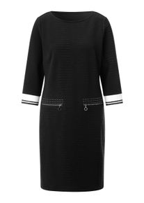 CR&Eacute;ATION L Jerseykleid CREATION L "Jersey-Kleid Jerseykleid mit Jacquard-Muster", Damen, Gr. 48, Normalgr&ouml;&szlig;en, schwarz, Modisch, Rundhals, Kleider Jerseykleid