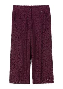 Stoffhose sheego "Hose Hose mit rundum Spitze", Damen, Gr. 44, Normalgr&ouml;&szlig;en, burgund, Elegant, weit, Hosen Stoffhose