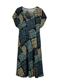 Strandkleid WITT "Sommerkleid Strandkleid", Damen, Gr. 48/50, N-Gr, bunt (schwarz, topas), Modisch, Rundhals, Kleider Strandkleid