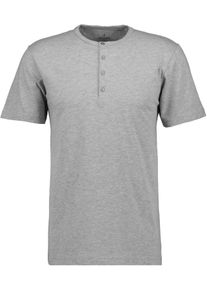 Henleyshirt Ragman, Herren, Gr. L, grau (grau, melange), Jersey, 100% Baumwolle, regular fit, Rundhals, Shirts Henleyshirt