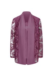 Klassische Bluse SIEH AN "2-in-1-Bluse Spitzenbluse im Twinset-Look", Damen, Gr. 40, lila (violett), Web, Stoff, , Elegant, Rundhals, Blusen Klassische Bluse