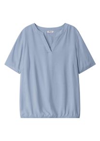 Schlupfbluse sheego "Kurzarmbluse Tunika mit Gummizugbund", Damen, Gr. 48, blau (hellblau), Web, Stoff, , Sportlich, Rundhals, Blusen Schlupfbluse