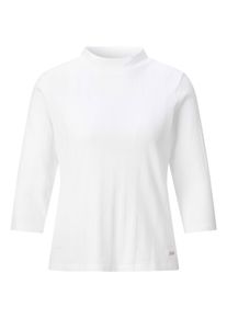 T-Shirt WITT "Stehkragen-Shirt Stehkragenshirt im Jacquardmuster", Damen, Gr. 5, wei&szlig; (ecru), Sportlich, Shirts T-Shirt