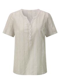 Schlupfbluse WITT "Streifenbluse Gestreifte Bluse in Schlupfform", Damen, Gr. 36, beige (schlamm, gestreift), Sportlich, V-Ausschnitt, Blusen Schlupfbluse