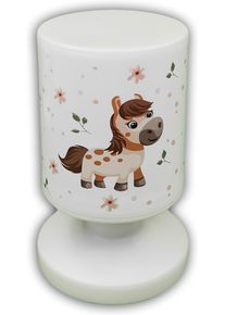 NIERMANN LED Nachttischlampe "Kinderlampe mit Motiv "Pony Paula", Akku-Leuchte f&uuml;r Kinderzimmer", wei&szlig; (wei&szlig;, bunt), 1, &Oslash; 13cm H: 20,5cm, 1 Stk., Leuchten, kabellos nutzbar, per USB aufladbar, LED Nachttischlampe