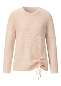Strickpullover WITT "Rundhals-Pullover Rundhalspullover mit Schn&uuml;rung am Saum", Damen, Gr. 38, beige (elfenbein), Strick, , Sportlich, Rundhals, Pullover Strickpullover