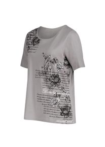 T-Shirt SIEH AN "Shirt Kurzarmshirt mit Buchstaben-Druck", Damen, Gr. 38, grau (steingrau, bedruckt), Modisch, Rundhals, Shirts T-Shirt