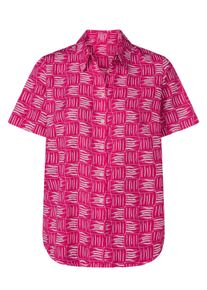 Klassische Bluse SIEH AN "Kurzarm-Bluse Kurzarm-Bluse mit Hemdkragen", Damen, Gr. 42, pink (pink, ecru, bedruckt), Web, Stoff, , Sportlich, Blusen Klassische Bluse