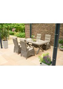 Garten-Essgruppe SIENA GARDEN "&raquo;Corido Move&laquo; mit Sincro Ausziehtisch", grau (taupe, taupe, taupe), B:100cm H:109cm T:200cm, Aluminium, Keramik, Kunststoff, Sitzm&ouml;bel-Sets, Garten-Essgruppe, 4x Sessel, AZ-Tisch: 100x 200-260x 77 cm