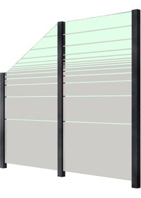 Zaun STAKET PRO, grau (anthrazit), Pfosten: 3 Stk., Aluminium, Glas, Zaunelemente, Zaun, Glaszaun, Gesamtl&auml;nge: 2,29 m, 3 Pfosten
