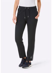 Trainingshose WITT "Freizeithose Freizeithose mit r&uuml;ckw&auml;rtigem Passformsattel", Damen, Gr. 4/42, Normalgr&ouml;&szlig;en, schwarz (schwarz, wei&szlig;), Sweatware, , Basic, Hosen Trainingshose