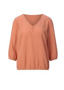 Schlupfbluse SIEH AN "Schlupfbluse Schlupfbluse mit Crinkle-Effekt", Damen, Gr. 46, orange (papaya), Modisch, V-Ausschnitt, Blusen Schlupfbluse