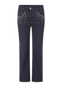 5-Pocket-Jeans WITT "Jeans Jeans mit Zierperlen", Damen, Gr. 42, Normalgr&ouml;&szlig;en, blau (dunkelblau), Denim/Jeans, , Elegant, weit, Jeans 5-Pocket-Jeans