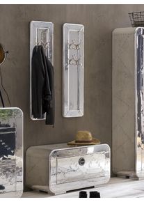 Garderoben-Set SIT "Airman Dielen-Set 3-tlg. Mangoholz mit Alu-Beschl&auml;gen", silber (silberfarben), Kastenm&ouml;bel-Sets, Garderoben-Set, Alu-beschlagene Fronten mit markanten Zierschrauben