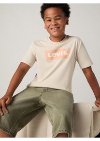 T-Shirt LEVI'S KIDS "LVB BATWING TEE", Jungen, Gr. 16 (176), beige (pumice stone), Single Jersey, Obermaterial: 100% Baumwolle, bedruckt, Basic schmal h&uuml;ftlang, Rundhals, gerader Abschluss, Shirts T-Shirt, for BOYS