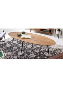 Couchtisch SIT "Lindau aus Akazie Massivholz Oval 150x60 cm Metall", schwarz (natur, schwarz), B:150cm H:45cm T:60cm, Tische, Couchtisch, Ovale Massivholzplatte im skandinavischen Design