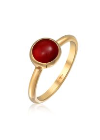 Silberring Elli Premium "Ring Karneol Edelstein Solit&auml;r 925 Silber" Gr. 58, gold, Fingerringe, Damen, 58, Silber 925 (Sterlingsilber), Silberring
