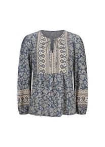 Klassische Bluse WITT "Druckbluse Druckbluse in Tunikaform", Damen, Gr. 4, blau (rauchblau, champagner, bedruckt), Web, Stoff, , Modisch, Rundhals, Blusen Klassische Bluse