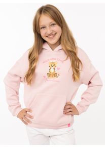 Sweatshirt Zwillingsherz "Wild and Cute", M&auml;dchen, Gr. 158/164, blush, Sweatware, Obermaterial: 50% Baumwolle, 50% Polyester, Sweatshirts Sweatshirt, Statement Schriftzug und Leopard, Kapuze, K&auml;ngurutasche