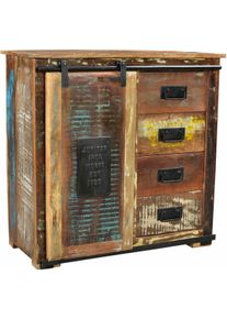 Kommode SIT "Bukhara Vintage Brotschrank Altholz mit Schiebet&uuml;r & 4 Schubladen", bunt (natur, bunt), B:77cm H:80cm T:38cm, Massivholz, Recyceltes Altholz, Sideboards, Kommode, Buntes Altholz macht jedes M&ouml;belst&uuml;ck zu einem Unikat