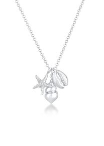 Kette mit Anh&auml;nger Elli "Halskette Seestern Muschel Anh&auml;nger Maritim 25 Silber" Gr. 45, silber, Halsketten, Damen, ohne Stein, Silber 925 (Sterlingsilber), Kette mit Anh&auml;nger
