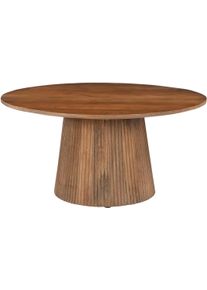 Couchtisch SIT "Br&uuml;ssel aus Mangoholz mit Sockelfu&szlig; & Lamellendesign", beige (natur, natur, natur), B:80cm H:38cm T:80cm, Tische, Couchtisch, runde Tischplatte &Oslash; 80 cm & markanter Sockel in Lamellenoptik