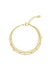 Adelia&acute;s Gliederarmband ADELIA&acute;S "Gliederarmband Mehrlagiges Gliederarmband mit runden Pl&auml;ttchen, 16 cm" Gr. 16, gold (goldfarben), Armb&auml;nder, Damen, 16cm, Edelstahl, Gliederarmband, Stylischer Modeschmuck mit mehreren Kettenlagen und runden Pl&auml;ttchen