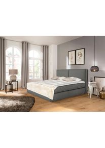 Boxspringbett Places of Style "Lorena", grau (hellgrau), B:161cm L:220cm, Komplettbetten, Boxspringbett