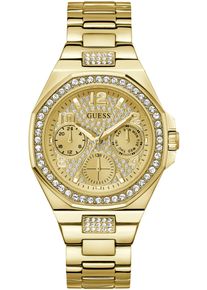 Multifunktionsuhr Guess "LADY EMPIRE", gold (gelbgoldfarben, champagnerfarben), Armbanduhren, Damen, gelbgoldfarben, Multifunktionsuhr, Quarzuhr, Armbanduhr, Damenuhr, Datum, 12/24-Std.-Anzeige, Topseller