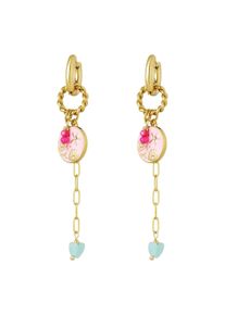 Adelia&acute;s Paar Ohrh&auml;nger ADELIA&acute;S "Ohrringe Ohrh&auml;nger mit Gliederkette und Anh&auml;ngern aus Edelstahl", rosa, Ohrringe, Damen, Einheitsgr&ouml;&szlig;e, Edelstahl, Paar Ohrh&auml;nger, Die lange Gliederkette mit runden Anh&auml;ngern verleiht diesem Modeschmuck eine trendige Note