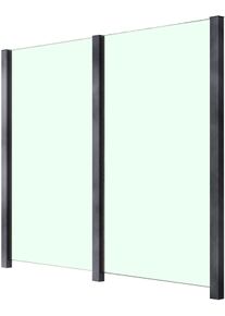 Zaun STAKET PRO, grau, Pfosten: 3 Stk., Aluminium, Glas, Zaunelemente, Zaun, Glaszaun, Gesamtl&auml;nge: 2,212 m, 3 Pfosten