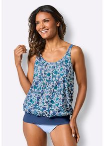 Tankini WITT "Oversized-Tankini-Top Tankini-Oberteil mit eng anliegendem Elastikbund", Damen, Gr. 5, Cup C, jeansblau, topas, bedruckt, Modisch, Bikini-Sets Tankini