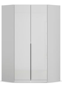Kleiderschrank OTTO HOME "Eckschrank Mehrzweckschrank Ankleide Schlafzimmer Garderobe AGORDO", grau (seidengrau, glas seidengrau), B:117cm H:229cm T:117cm, Holzwerkstoff, Schr&auml;nke, Kleiderschrank, Seidengrau, voll ausgestattet mit viel Stauraum MADE IN GERMANY