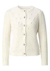 Strickjacke WITT "Strickjacke Strickjacke im Landhaus-Stil", Damen, Gr. 42, wei&szlig; (champagner), Wirkware, , Modisch, Rundhals, Strickjacken Strickjacke