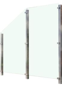 Zaun STAKET PRO, silber (silberfarben), Pfosten: 3 Stk., Edelstahl, Glas, Zaunelemente, Zaun, Glaszaun, Gesamtl&auml;nge: 2,212 m, 3 Pfosten