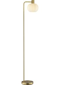 BRILLIANT Stehlampe "Fanny", gold (messingfarben geb&uuml;rstet, wei&szlig;), 1, H: 160cm, 1 Stk., Leuchten, 160 x 23 x 32 cm, Glasschirm, 1x E27 Fassung, wei&szlig;, messingfarben, Stehlampe