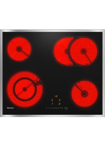 MIELE Elektro-Kochfeld "KM 6521 FR", schwarz (silberfarben), B:61,4cm H:4,3cm T:51,4cm, Kochfelder, Elektro-Kochfeld