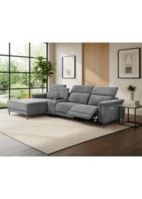 Ecksofa OTTO HOME "LUND Kinosofa, L-Form, 298cm, man./elektr. Relaxfunktion (mit USB-A/C)", dunkelgrau, B:298cm H:97cm T:179cm, 100% Polyester, Sofas, Ecksofa, USB-A/C bei elektr.Variante, Kopfteilverstellg/Getr&auml;nkehalter/Staufach