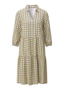 Hemdblusenkleid WITT "Druck-Kleid Stufenkleid mit offenem Hemdkragen", Damen, Gr. 46, Normalgr&ouml;&szlig;en, sand, limone, bedruckt, Modisch, V-Ausschnitt, Kleider Hemdblusenkleid
