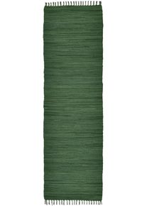 Teppich Theko "Happy Cotton Fleckerl, handgewebt", gr&uuml;n (dunkelgr&uuml;n), B:70cm H:5mm L:250cm, Baumwolle, Teppiche, Teppich, Flachgewebe, reine Baumwolle, meliert, mit Fransen, auch als L&auml;ufer