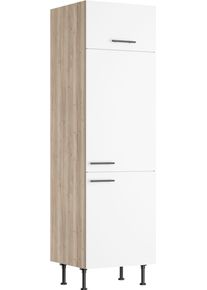 K&uuml;hlumbauschrank Optifit "Fiona", wei&szlig;, B:60cm H:211,8cm T:58,1cm, Holzwerkstoff, Schr&auml;nke, K&uuml;hlumbauschrank, Breite 60 cm, m. 2 T&uuml;ren, 1 Klappe, h&ouml;henverstellbare F&uuml;&szlig;e