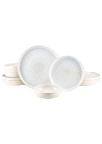 Teller-Set Creatable "Yuki, Geschirr-Set, 12-tlg.", wei&szlig;, 12, Steinzeug, Geschirr-Sets, Teller-Set, Sanfter Wei&szlig;ton, Sp&uuml;lmaschinengeeignet, mikrowellengeeignet