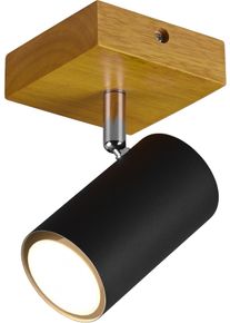 Trio LEUCHTEN Deckenspot "Marley", schwarz, 1, &Oslash; 6cm H: 16cm, 1 Stk., Leuchten, Wand-und Deckenmontage per Stecker o. Fest-Anschluss, Holz Baldachin, Deckenspot
