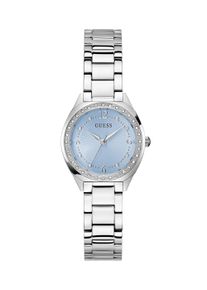 Quarzuhr Guess "Guess-CHARLOTTE", silber (silberfarben, blau), Armbanduhren, Damen, silberfarben, Quarzuhr, Armbanduhr, Damenuhr, Edelstahlarmband, analog