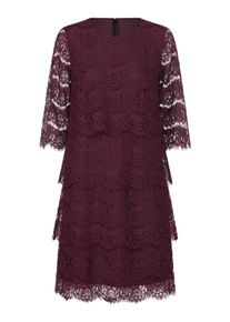 Jerseykleid WITT "Spitzen-Kleid Spitzenkleid in Stufenform", Damen, Gr. 42, Normalgr&ouml;&szlig;en, lila (burgund), Elegant, Rundhals, Kleider Jerseykleid