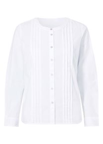 Klassische Bluse Heine "Bluse Baumwollbluse mit Biesen", Damen, Gr. 5, wei&szlig; (ecru), Web, Stoff, , Modisch, Rundhals, Blusen Klassische Bluse